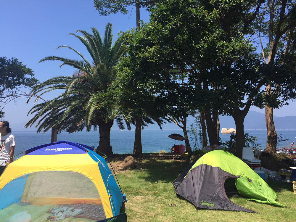 Camp à Ganne Moon beach, île d'Etajima