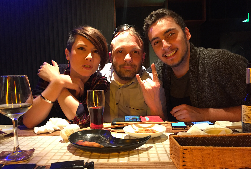  à La Maschera, Hiroshima, avec Yann (Hiroshima Safari) et Guillaume (Ichiban Japan)