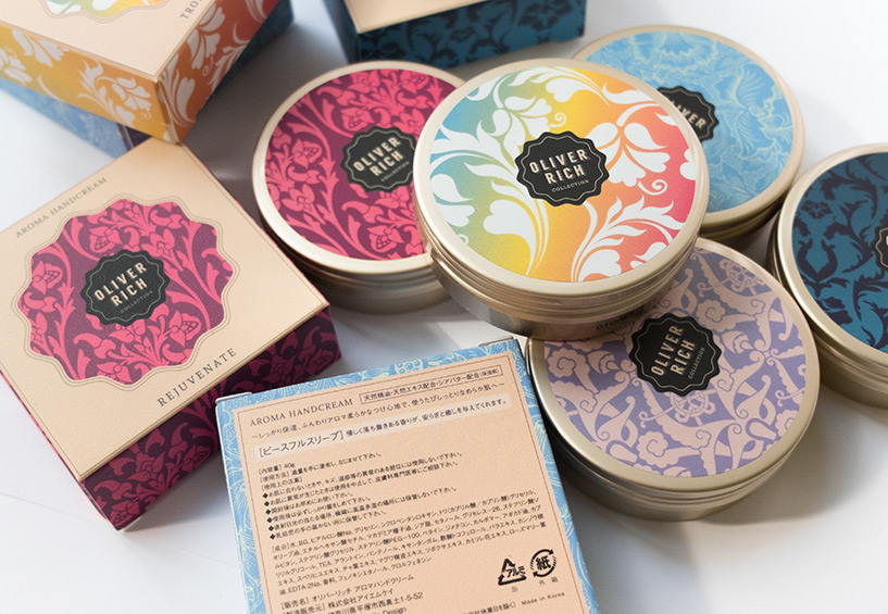 Design packaging crèmes pour les mains Oliver Rich