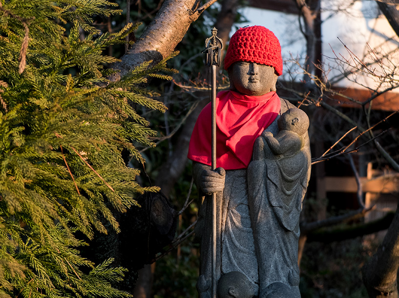 statue jizō qui ressemble à Trump, temple Fudō-in, Hiroshima